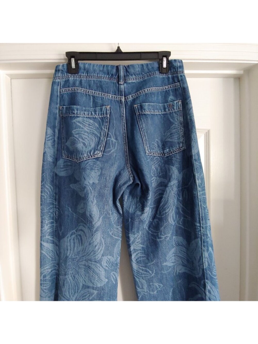 Pilcro Anthropologie Floral Wide Leg Jeans Hippie Festival Y2K Boho Retro 27 - Picture 9 of 11